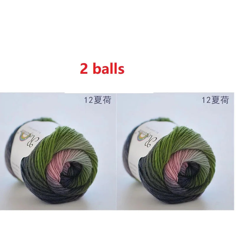 100% Wool Yarn Rainbow Color for Hand Knitting Crochet