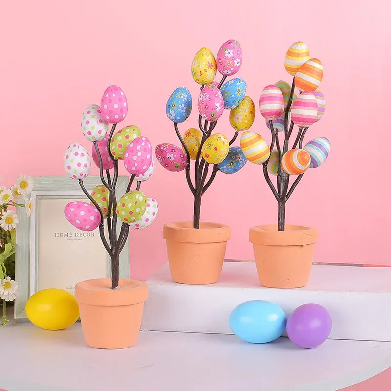 Colorful Easter Foam Egg Tree Flower Pot