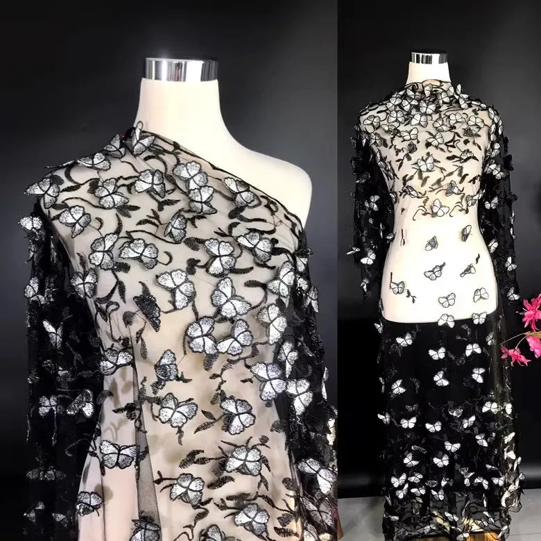 Ivoryne Embroidered Tulle Lace Fabric