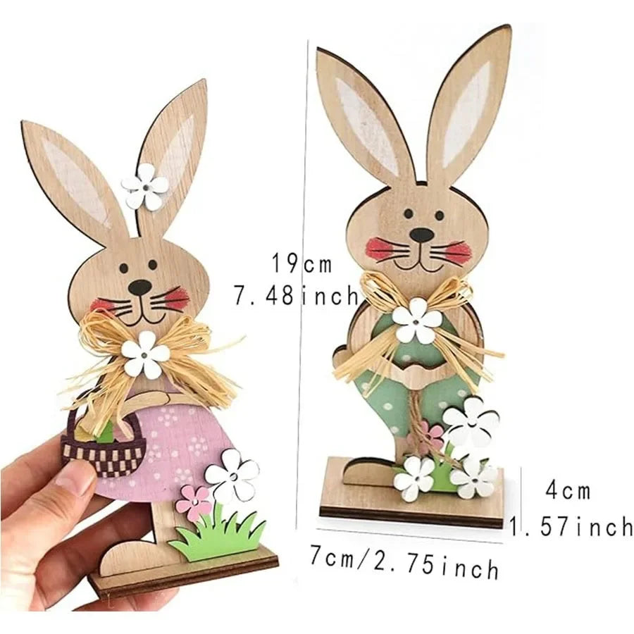 Wooden Easter Standing Rabbit Home Decor