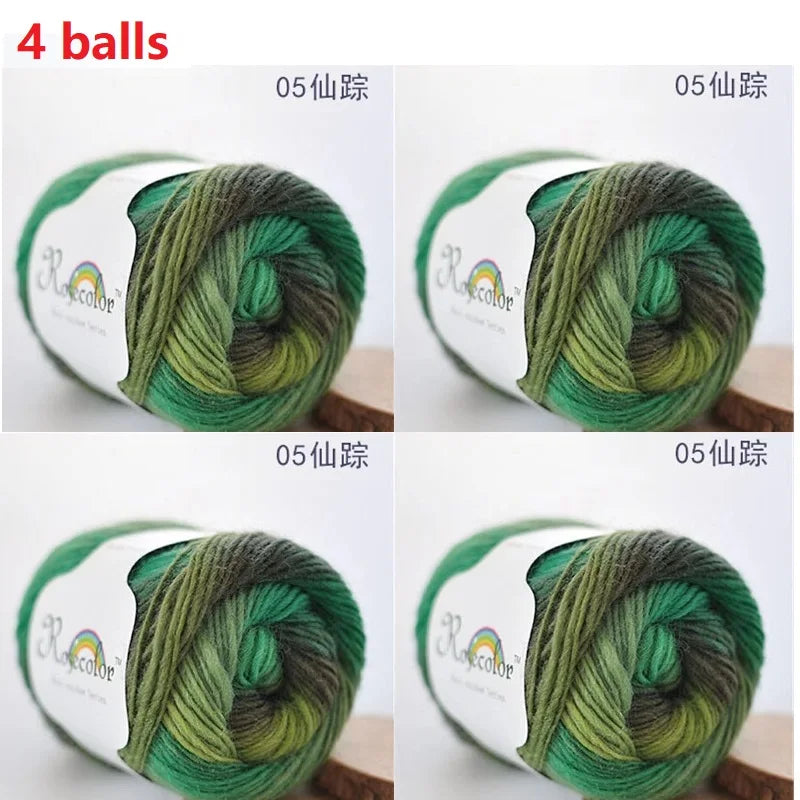 100% Wool Yarn Rainbow Color for Hand Knitting Crochet