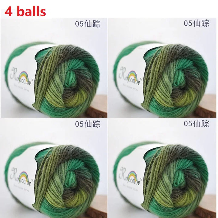 100% Wool Yarn Rainbow Color for Hand Knitting Crochet