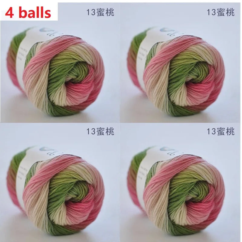 100% Wool Yarn Rainbow Color for Hand Knitting Crochet