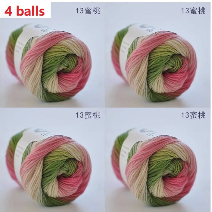 100% Wool Yarn Rainbow Color for Hand Knitting Crochet
