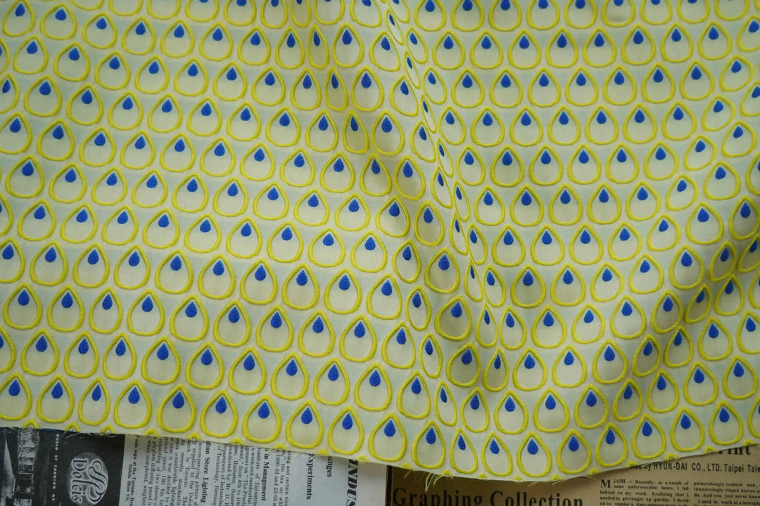 Fabian 3D Midcentury Bright Yellow Jacquard Fabric