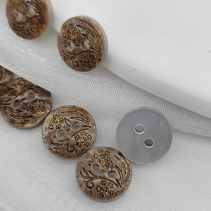 Vintage Flower Small Resin Sewing Button - 20 PC