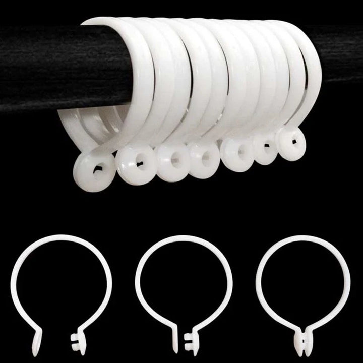 50 PC / White Plastic Drapery Curtain Split Ring