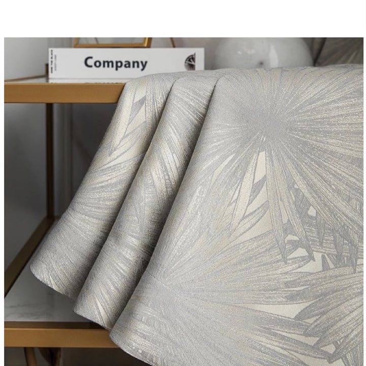 Silver Gray Leaf Design Jacquard Custom Made Curtain Drapery