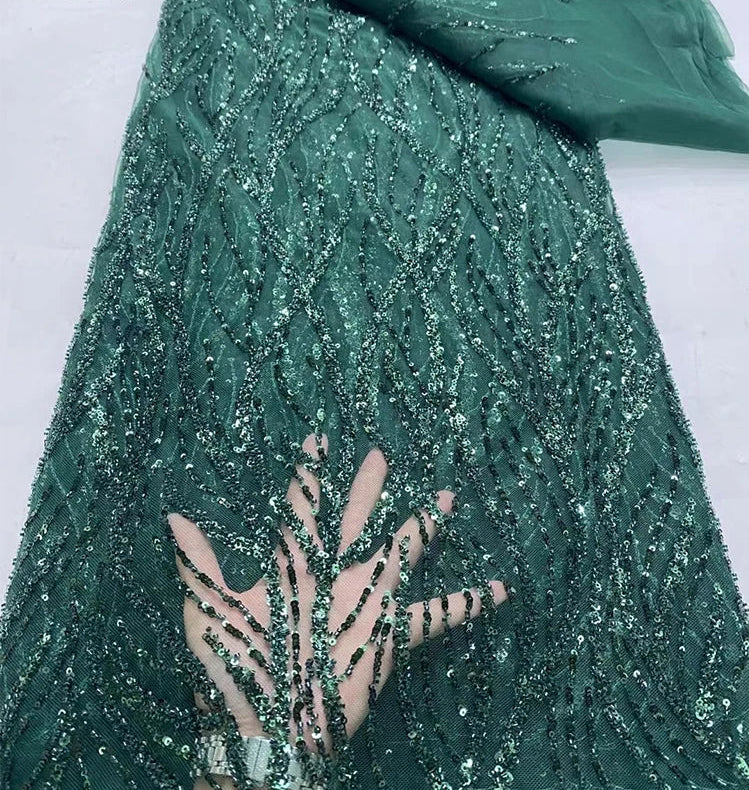 5 YARDS / 7 COLORS / Elysia Beaded Embroidery Bridal Mesh Lace Fabric