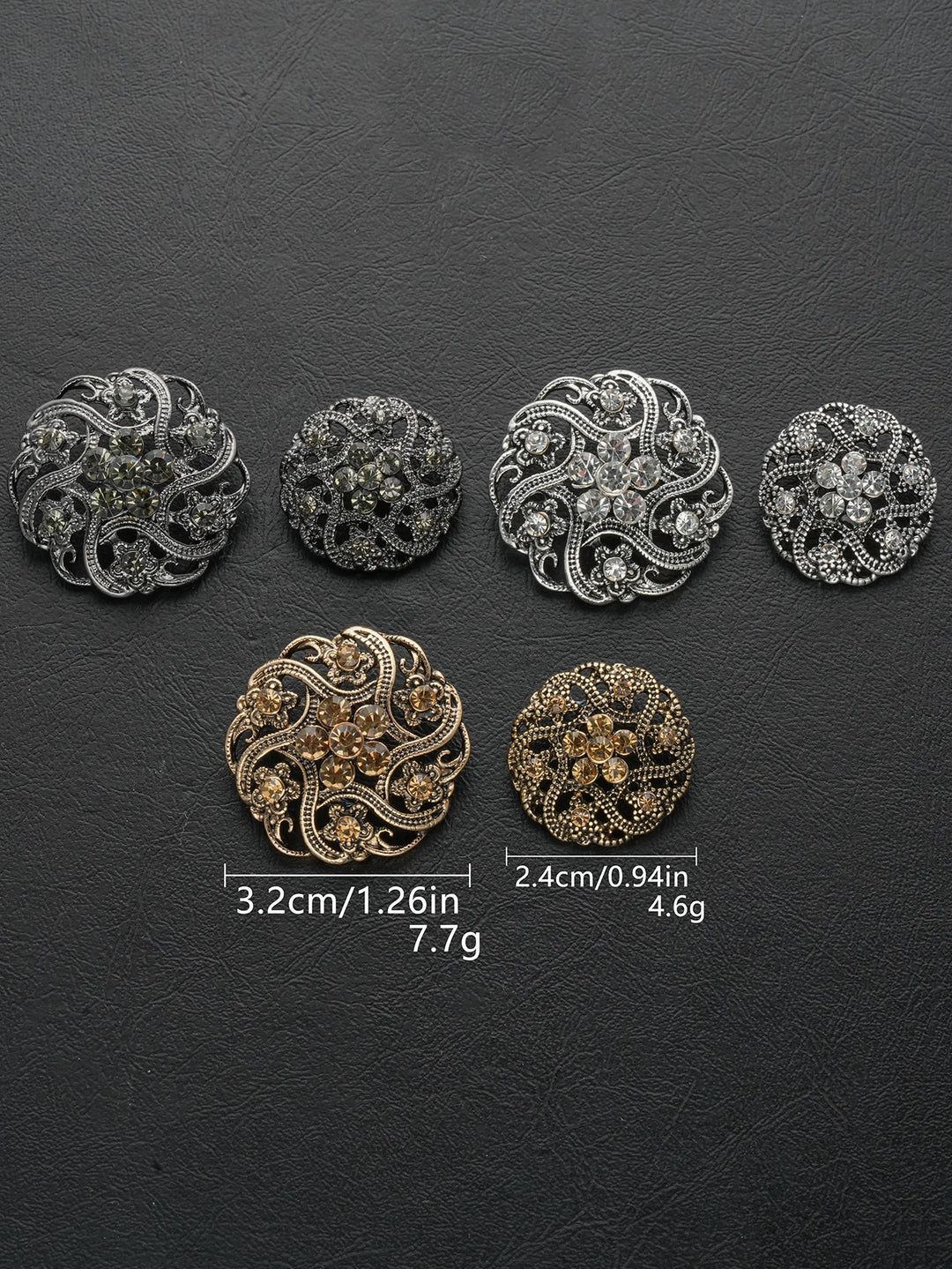 3 PC / Faos Rhinestone Buttons