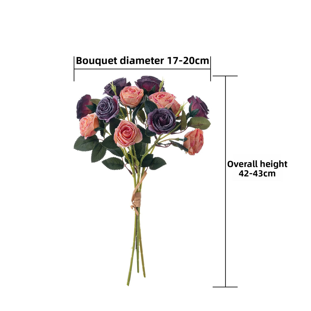 Brio 17 Inch Artificial Burnt Edge Rose Bouquet
