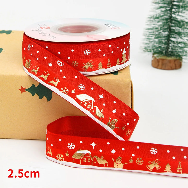 5 Yards / Polyester Printed Christmas Decoration Ribbon