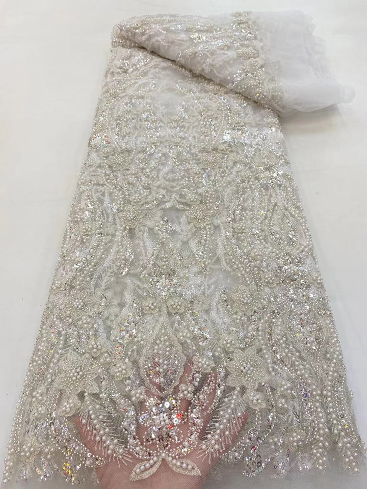 5 YARDS / 9 COLORS / Gaspard Sequin Beaded Embroidery Glitter Mesh Sparkly Lace Wedding Party Dress Fabric