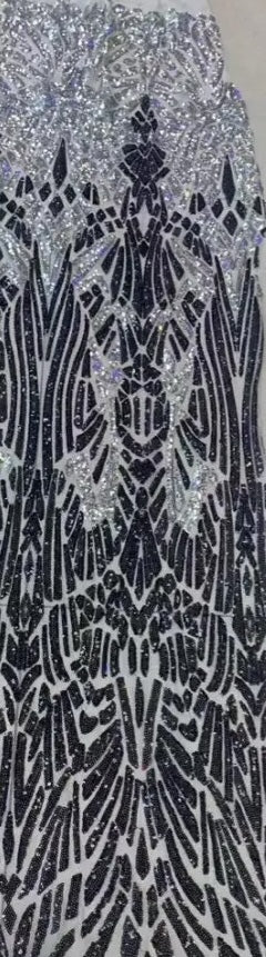 5 YARDS / 4 COLORS / Éléonore Floral Beaded Embroidery Glitter Mesh Lace  Party Prom Bridal Dress Fabric