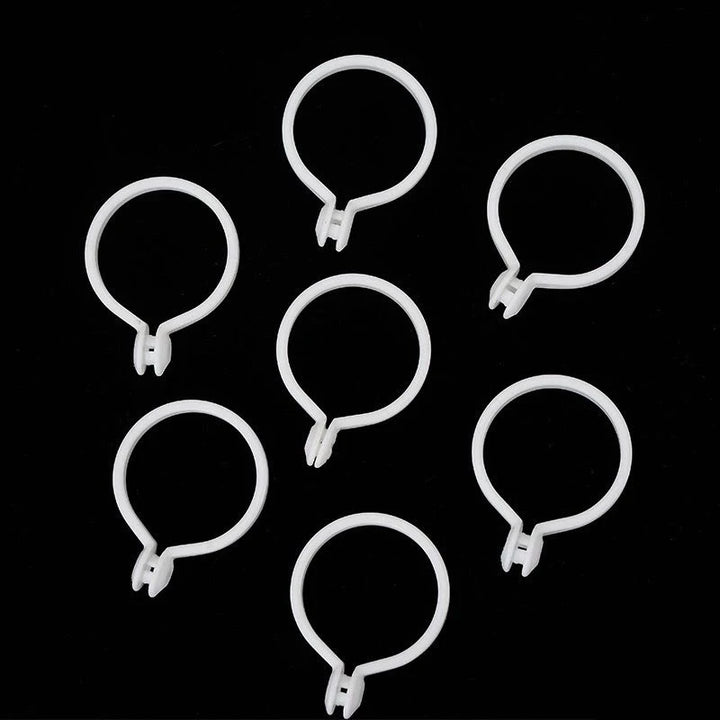 50 PC / White Plastic Drapery Curtain Split Ring