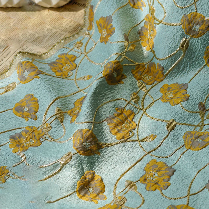 Janssens Lake Green 3D Jacquard Fabric