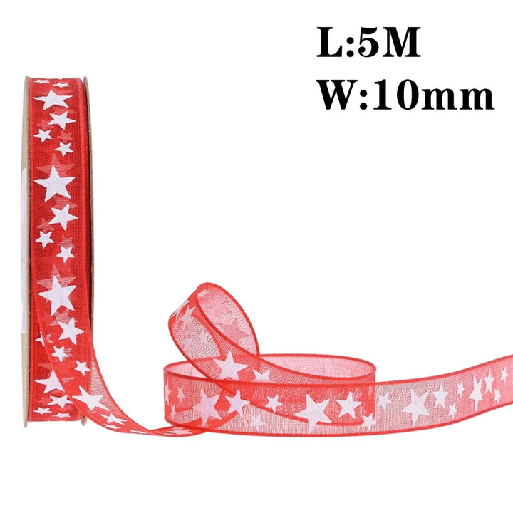 5 Meters / Christmas Satin Natural Organza Ribbon