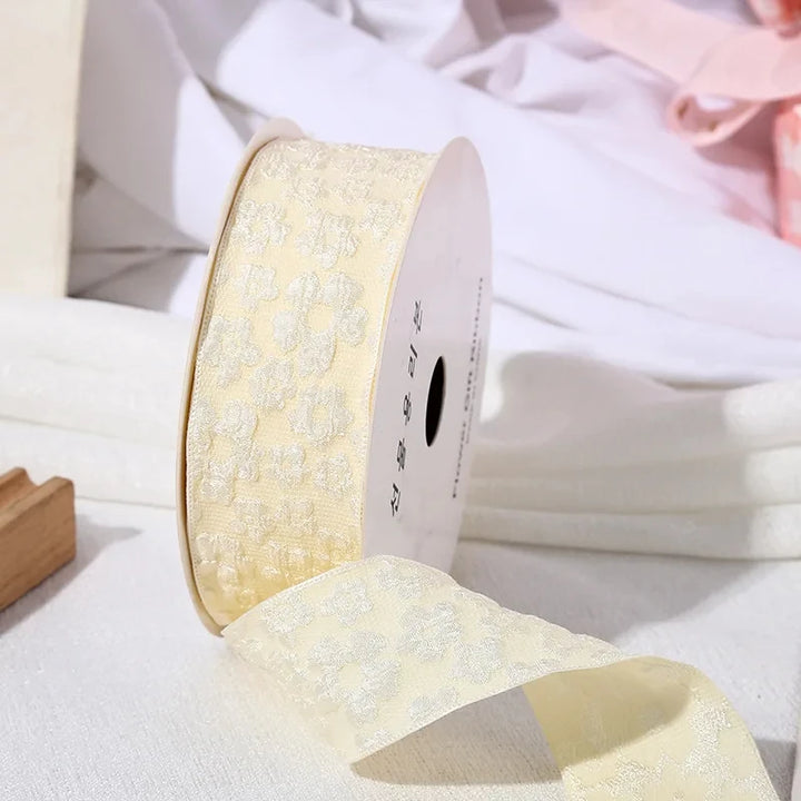 10 Yards / 3D Flower Wrinkle Embossment Ribbon