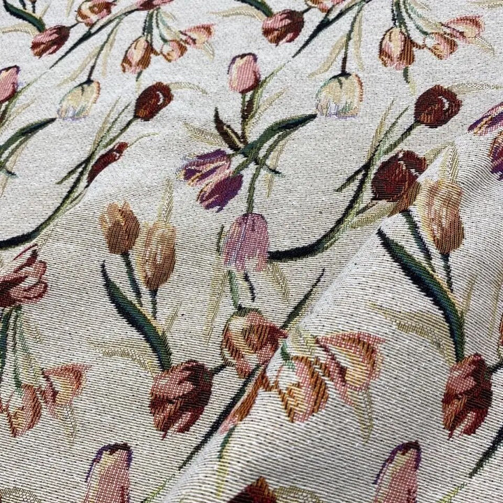 Tessuto in ciniglia jacquard stampato con fiori floreali vintage Posel