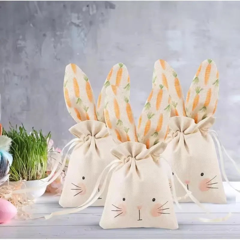 Rabbit Easter Burlap Gift Bags