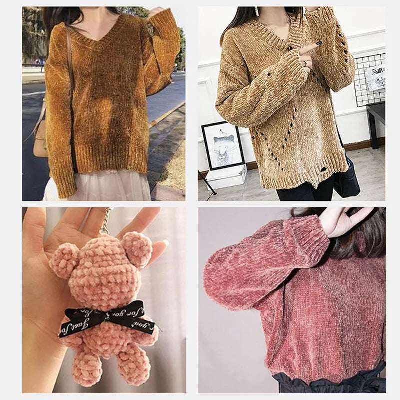 5PC/ Chenille Crochet Yarn