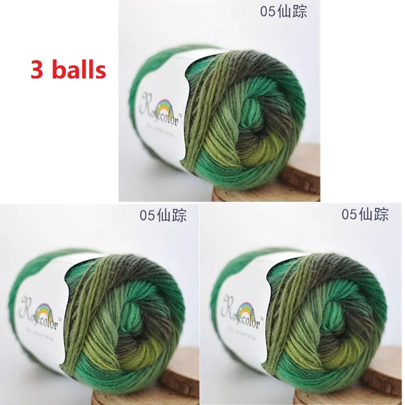 100% Wool Yarn Rainbow Color for Hand Knitting Crochet