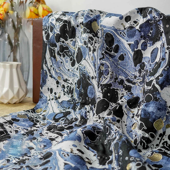Wouters Blue Black Abstract Yarn Dyed Jacquard Fabric