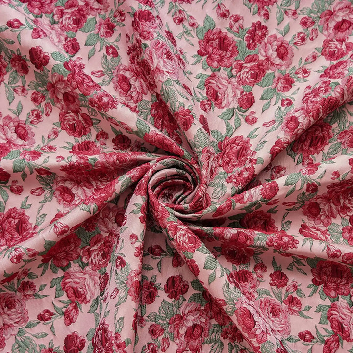 Cyriel Red Rose Yarn Dyed 3D Jacquard Fabric