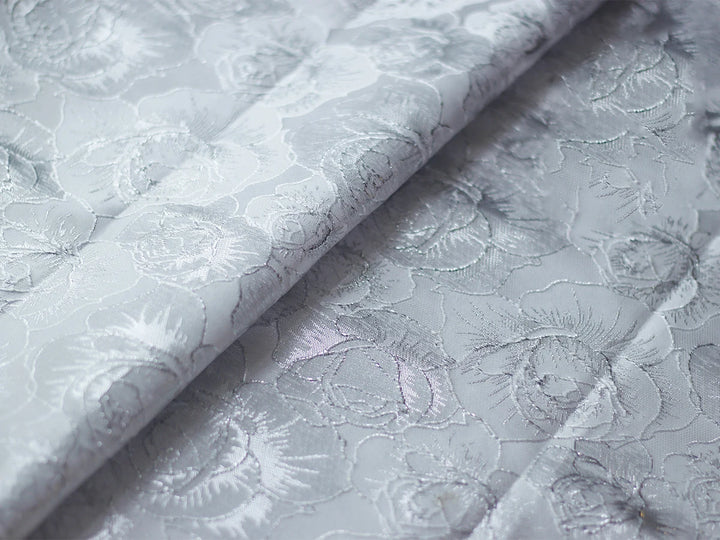 Gillain Gold Silk Yarn Dyed Embossed Flower Jacquard Fabric