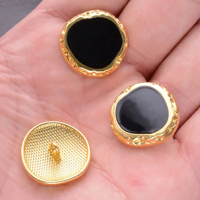 5 PC / Black Abstract Resin Buttons