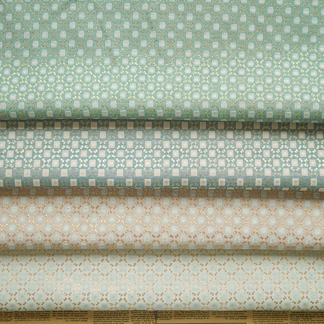 Sumira Gold Silk Geometric Relief Jacquard Fabric