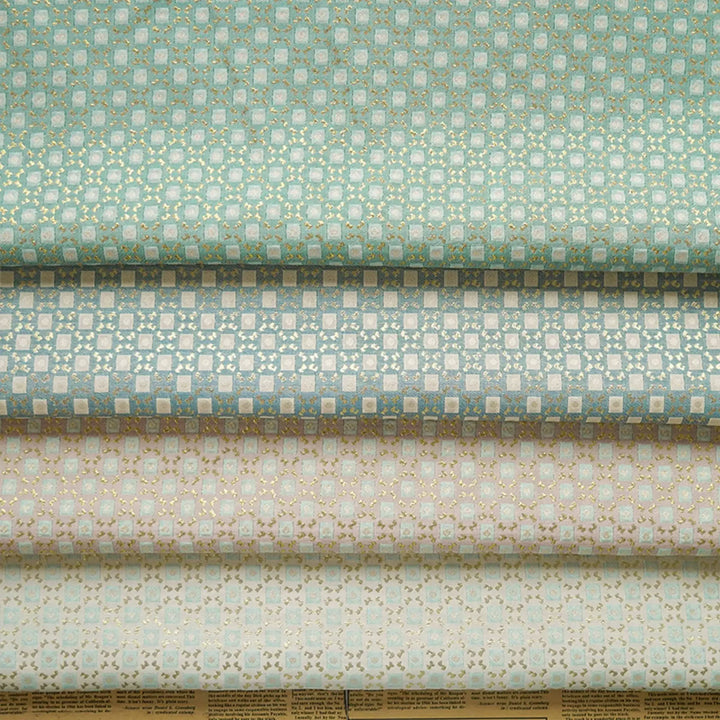 Sumira Gold Silk Geometric Relief Jacquard Fabric