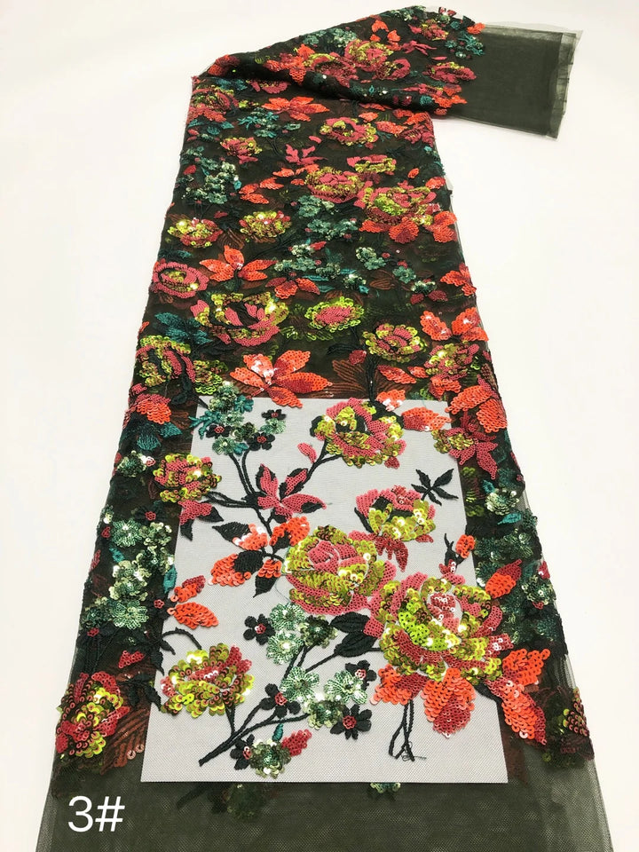 5 YARDS / 3 COLORS / Zarique Beaded Embroidery Bridal Mesh Lace Fabric