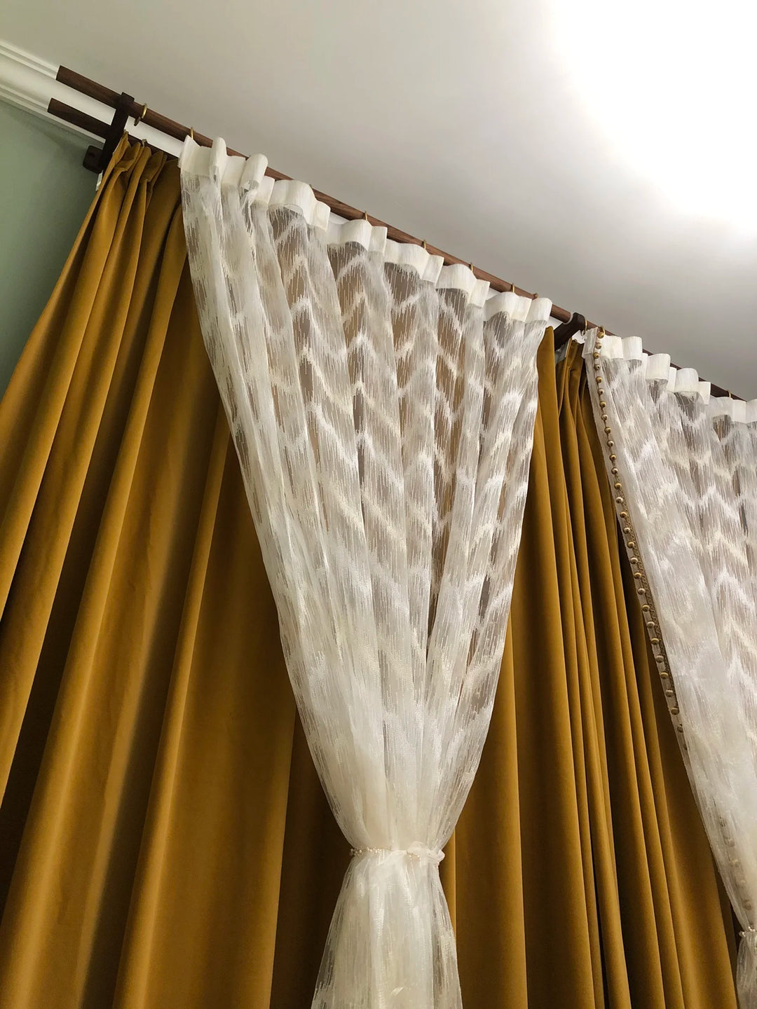 Midcentury Curtain Drapery Rod Set