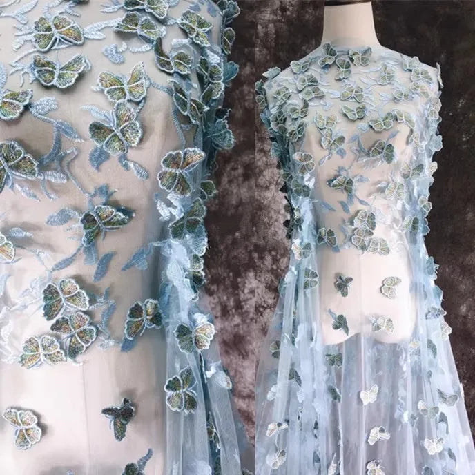 Ivoryne Embroidered Tulle Lace Fabric