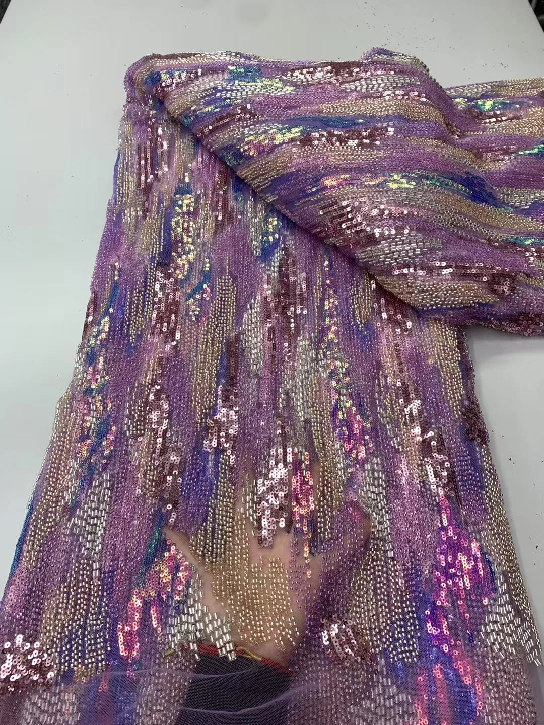 5 YARDS / 9 COLORS / Emberis Beaded Embroidery Bridal Mesh Lace Fabric