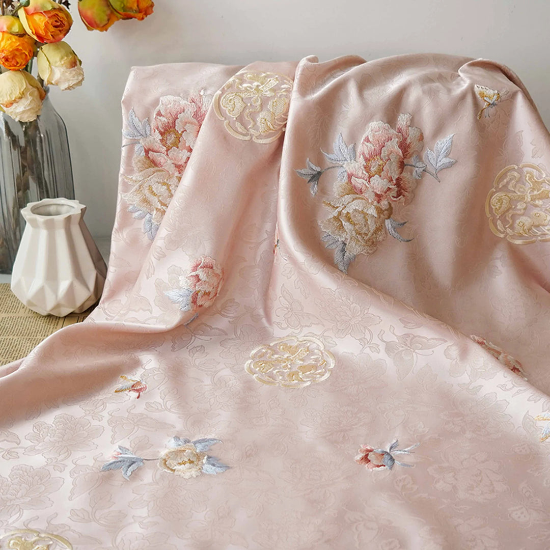 Wilert Pink Brocade Jacquard Flower Fabric