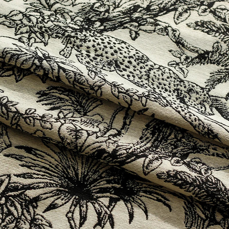 Korsopino Black and White Jungle Woven Jacquard Fabric