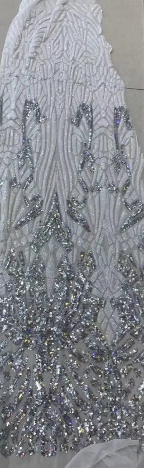 5 YARDS / 4 COLORS / Éléonore Floral Beaded Embroidery Glitter Mesh Lace  Party Prom Bridal Dress Fabric