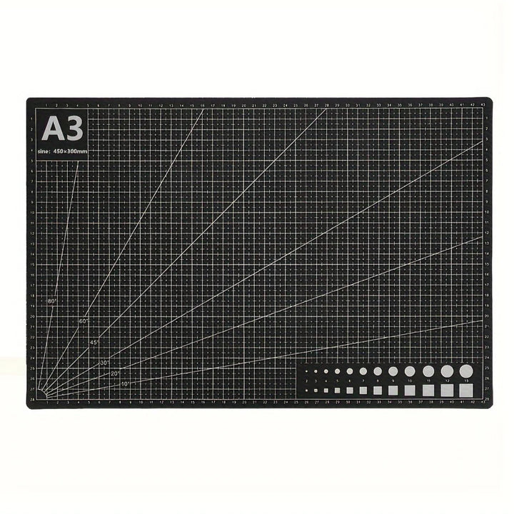 Black A3 PVC Non-slip Leather and Grid Line Cutting Mat