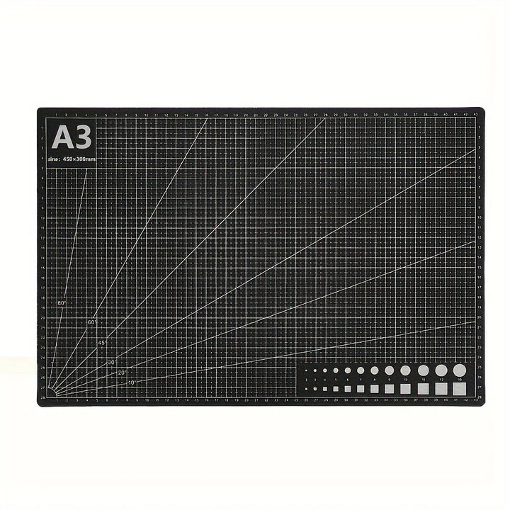 Black A3 PVC Non-slip Leather and Grid Line Cutting Mat