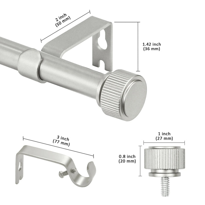 Lyra 5/8" Diameter Adjustable Single Drapery Curtain Rod Set