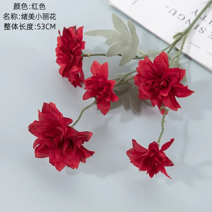 Glimmer 5 Head Artificial Flower Dahlia Flower
