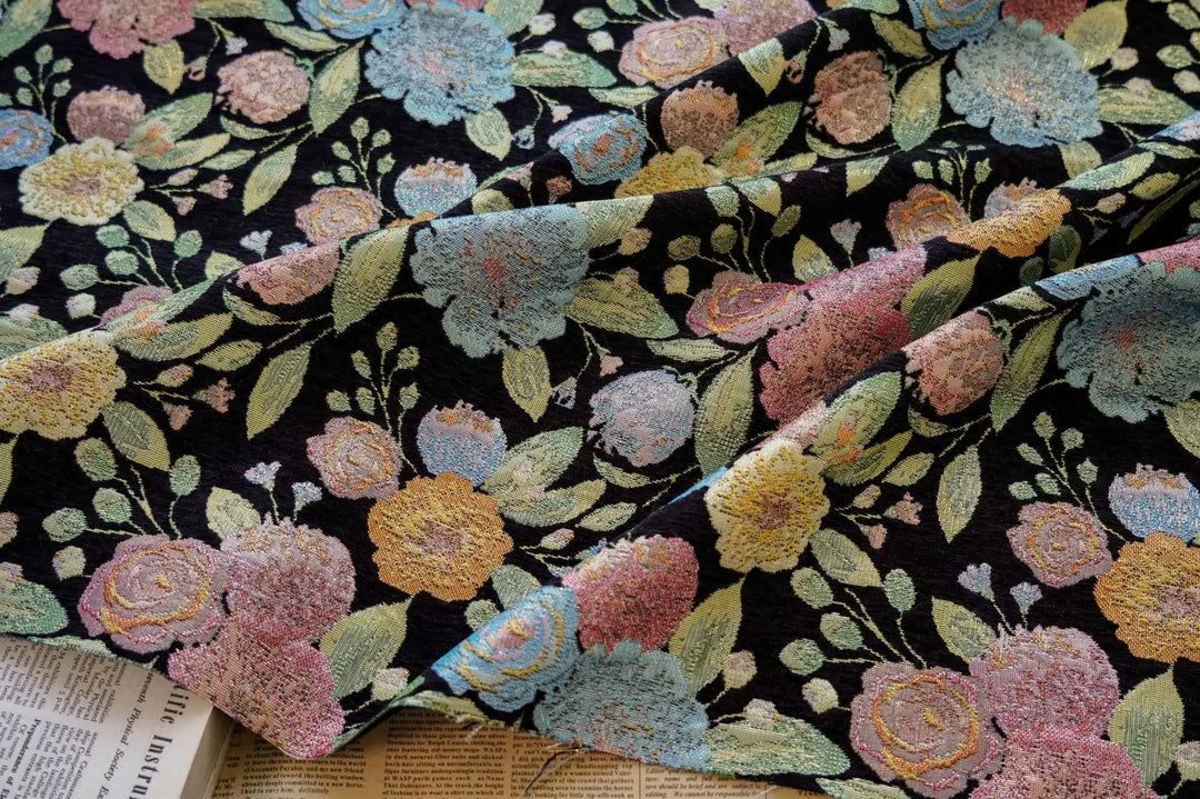 Cakanta Thick Gold Silk Large Flower Jacquard Fabric