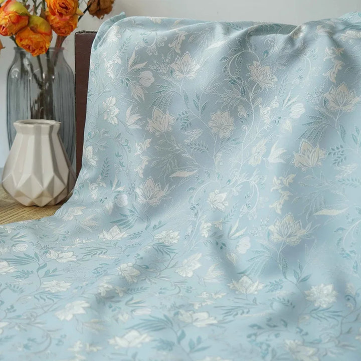 Raiso Light Blue Floral Dyed Jacquard Fabric