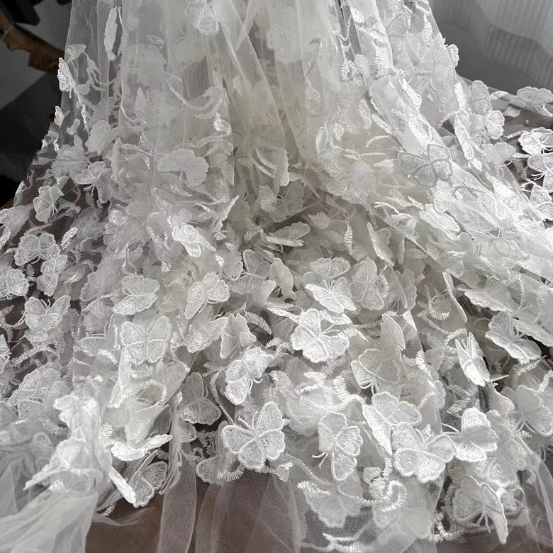 Ivoryne Embroidered Tulle Lace Fabric