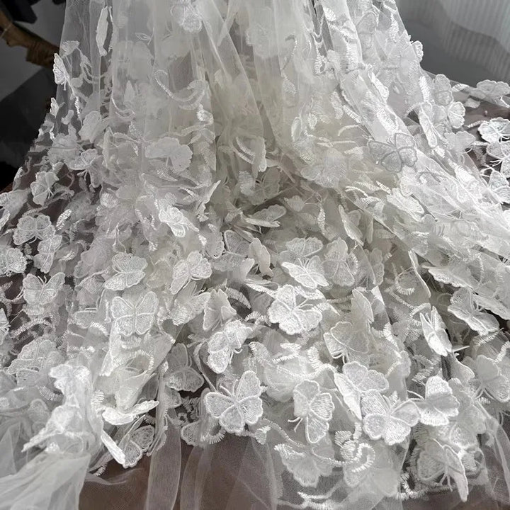 Ivoryne Embroidered Tulle Lace Fabric