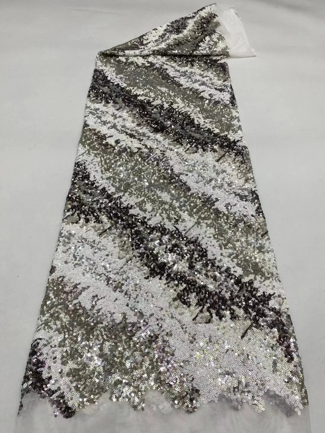 5 YARDS / 6 COLORS / GALEN Sequin Beaded Embroidery Glitter Mesh Dress Lace Fabric