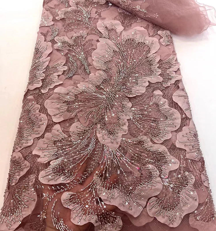 5 YARDS / 10 COLORS / Seraphine Beaded Embroidery Bridal Mesh Lace Fabric