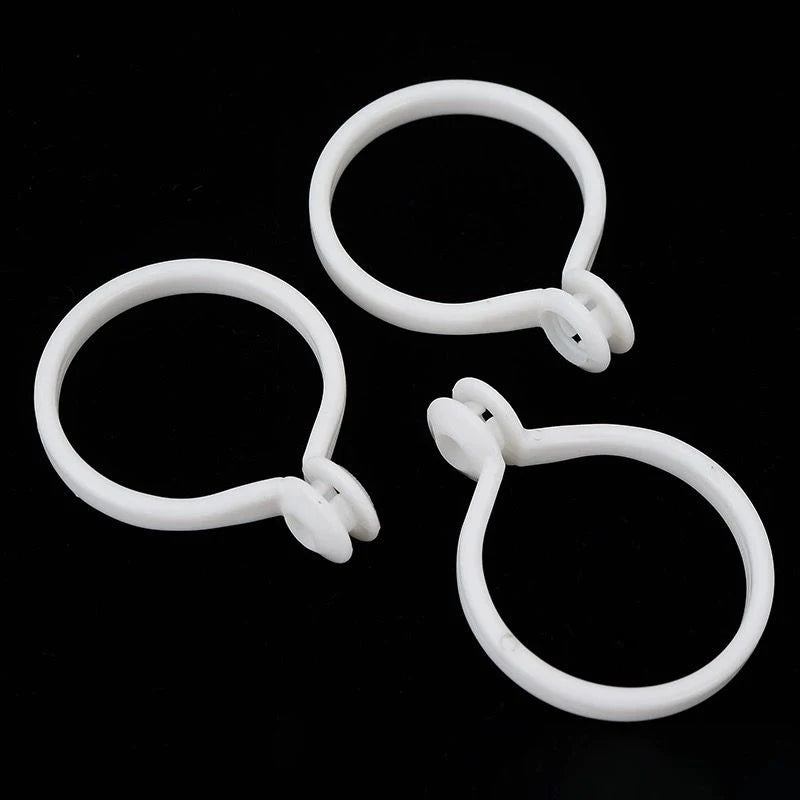 50 PC / White Plastic Drapery Curtain Split Ring